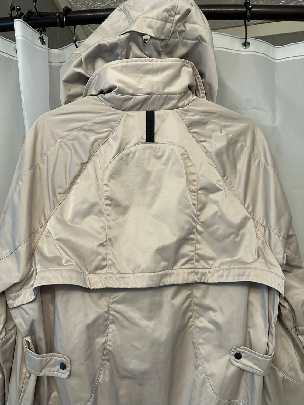 lululemon athletica Long Hooded Trench Coat in Beige